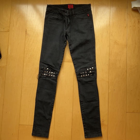 Tripp nyc Denim - Low-rise Daang Goodman Tripp NYC black spike jeans